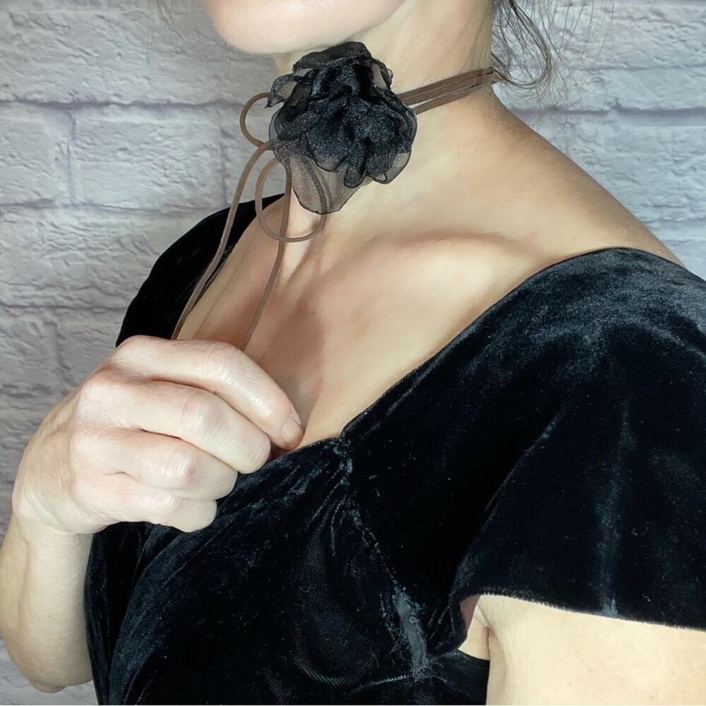 Handmade organza and leather choker necklace